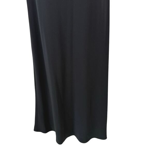 Jones NY Black Formal Maxi Dress Sz 8 Silk Trim Flutter Sleeve Gala V Neck Beads - Picture 15 of 15